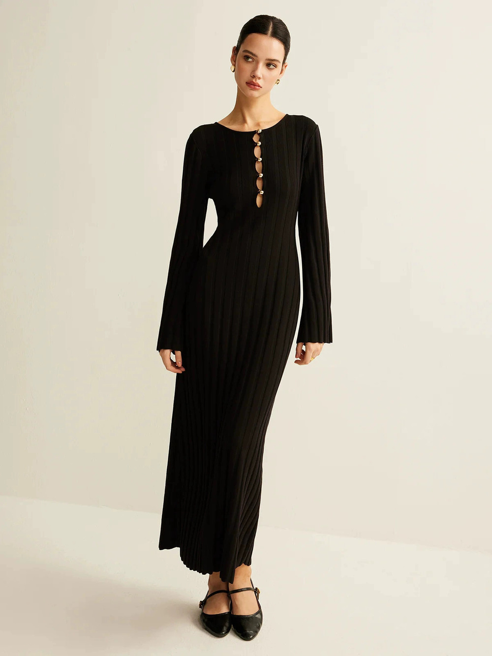 Zara Autumn Winter Commuter Buttoned Collar Knit Dress